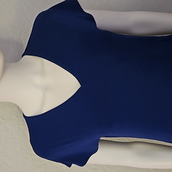 3/$30 CAROLYN STRAUSS Royal Blue V-Neck Short Sleeve Tunic - Picture 4 of 8